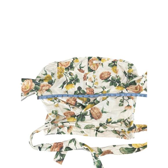 Zimmermann White Silk Ivory Garden Floral Zippy Wrap Bodice Blouse Size 10 - Picture 13 of 15